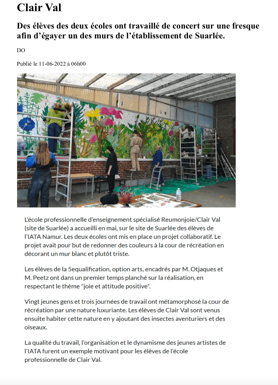 Fresque murale réalisée dans la cour de récréation de Suarlée
